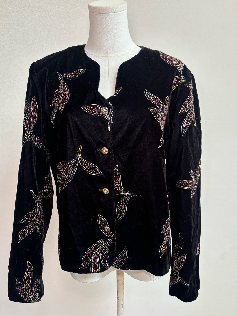 Vintage Norton McNaughton Black Velvet Rhinestone Jacket 12